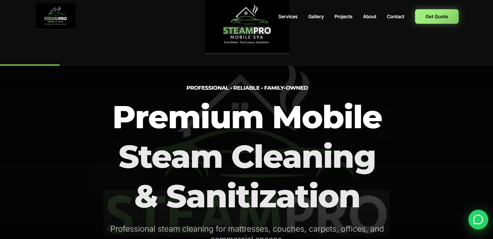 Steampro Mobile Website Preview